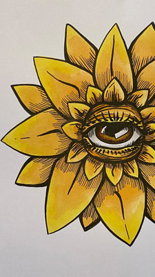 Marker auf Papier, Motiv: Sunflower - Kunst von Hannah Abel, ABEL ART vom Niederrhein, Moers