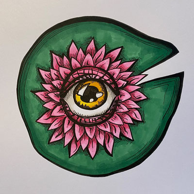 Marker auf Papier, Motiv: water lily - Kunst von Hannah Abel, ABEL ART vom Niederrhein, Moers