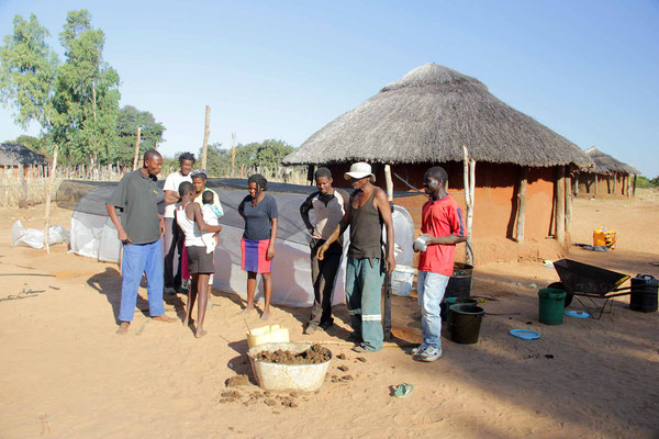 Goba Ncube's homestead with a biogas unit installed