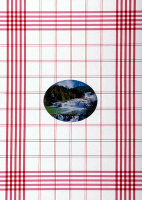 "Tea Towel with Motif Waterfall", 1998, Fabric print and acrylic on muslin, 160 × 120 cm