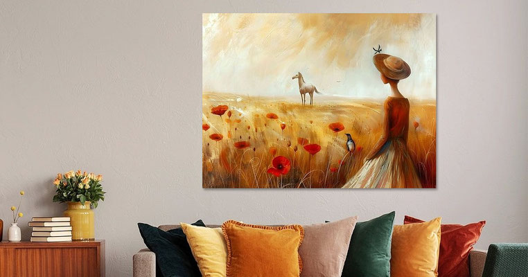 Das weiße Pferd hinter dem Feld