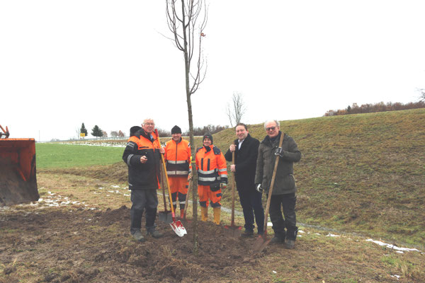 Steinhausen Rottum v.l.n.r. Vors. Werner Gebele, Bruno Pfender, Erwin Maucher, BM Dr. Hans Peter Reck, Kreisgeschäftsführer Joachim Reis