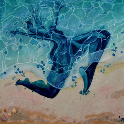 Refreshed reflected sea shadow 12 AM 2014 Oil, sand on canvas 150x150cm AVAILABLE Abu Dhabi Art Hub