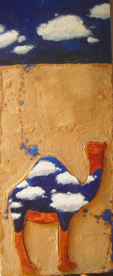 Cloudy Camel 2008 Oil,sand wood on canvas 120x50cm
