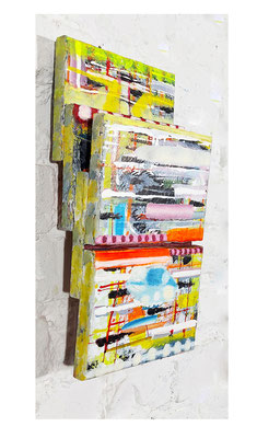 Seitenansicht-links - Leitsystem II: ungefügt  Acryl / Lwd. 5-teilig   20 x 35 x 5 cm 2021