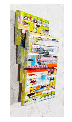 Seitenansicht-links - Leitsystem II: ungefügt  Acryl / Lwd. 5-teilig   20 x 35 x 5 cm 2021