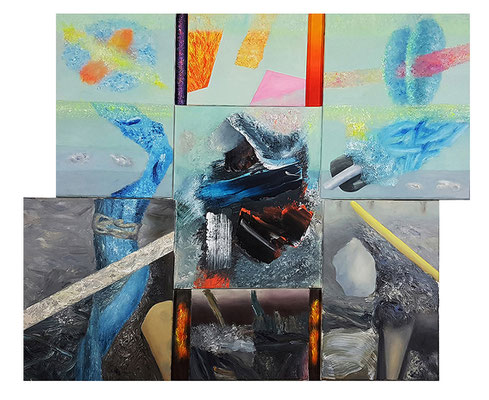 Reviere I  7-teilig  Acryl / Lwd.   150 x 120 cm 2020