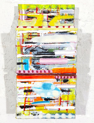 Leitsystem II: ungefügt  Acryl / Lwd. 5-teilig   20 x 35 x 5 cm 2021