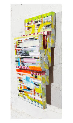 Seitenansicht-rechts Leitsystem II: ungefügt  Acryl / Lwd. 5-teilig   20 x 35 x 5 cm 2021