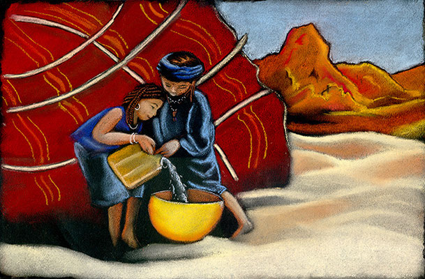 illustration jeunesse pastel désert