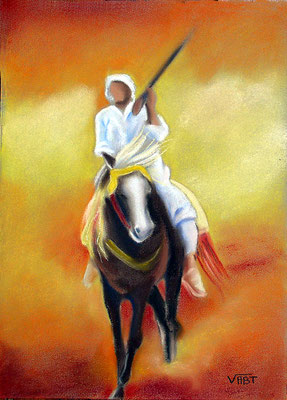 tableau pastel peinture fantasia Maroc