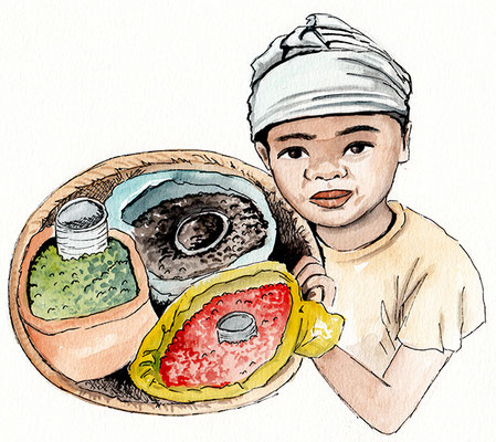 Carnet de voyage Madagascar aquarelle vendeuse poivre