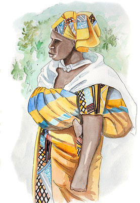 carnet de voyage Rwanda aquarelle femme 