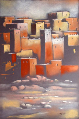 pastel Maroc kasbah 65X50