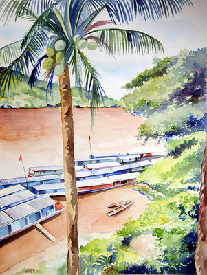  artiste peintre tableau aquarelle voyage mekong laos