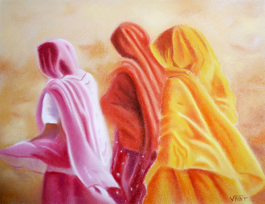 pastel Inde femmes 24X34-vendu-
