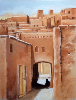 artiste peintre tableau pastel sec aït benhadou Maroc