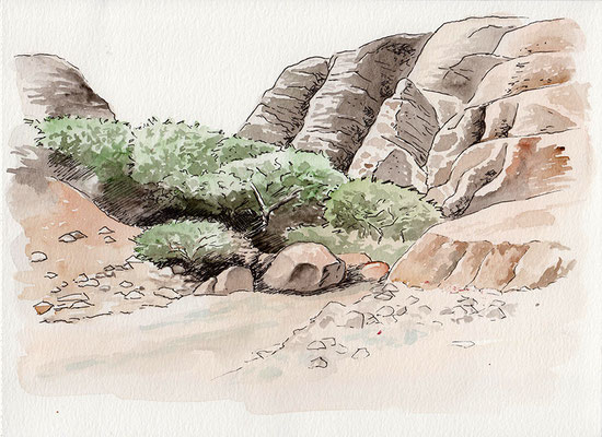 carnet de voyage Cap-Vert aquarelle ile Santo Antao