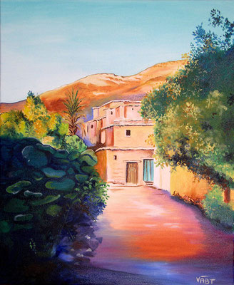 artiste peintre tableau huile sur toile paysage Maroc