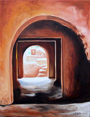 artiste peintre tableau huile sur toile porte Maroc