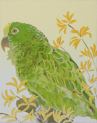 Yellow Fronted Amazon Parrot_297×210(217×170）mm_silkscreen_ed.6_2020__HidemiMOMMA.jpg