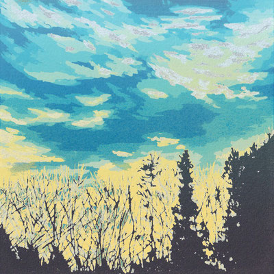 夕暮れと森_Twilight and Forest_26×26(18×18）mm _silkscreen _2023＿HidemiMOMMA.jpg