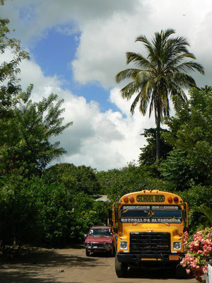 Isla Ometepe - les anciens bus scolaires americains sont rachetes par les Nicas qui s en servent de bus publics