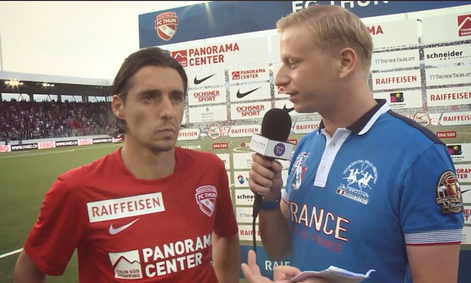 Moderation, Moderator Urs Sahli aus Bern @ Arena TV FC Thun (Stockhorn Arena) Interview Nelson Ferreira