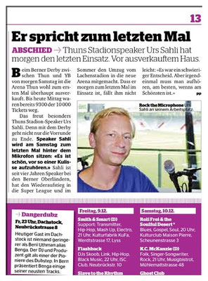 Moderation, Moderator Urs Sahli aus Bern @ Arena Thun, Stadionspeaker beim FC Thun.