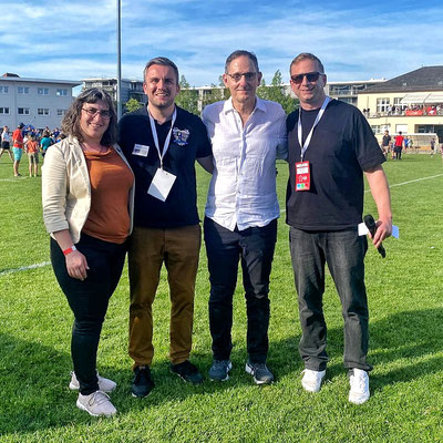 Eventmoderation - Sylvie Matter, Matthias Diez, Mario Fehr und Urs Sahli am Suisse Rugby Day 2024