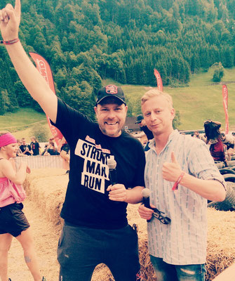 Moderation, Moderator Urs Sahli aus Bern und Markus Hoffmann @ Fishermans Friend Strongmanrun 2014 Engelberg