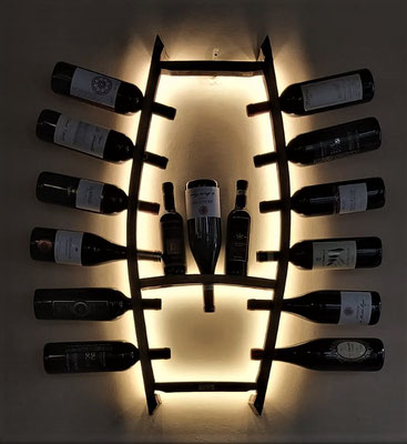 Portabottiglie vino da parete 4 bottiglie verticale
