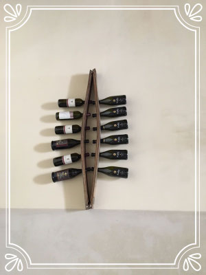 portabottiglie da parete in legno doppio