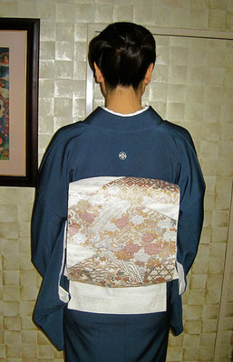 主宰　水谷雅由　一つ紋付き　金襴紗袋帯