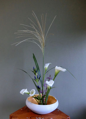 簡　　　　　尾花　カラー　竜胆　紫式部