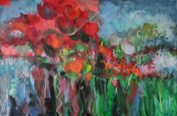 red garden, 80 x 120 cm