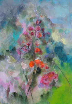 Hollyhocks fryslan 70 x 50 cm