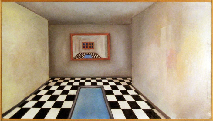 Maruska Mazza, " Stanza con specchio " 1998, Oil painting on canvas, 50x80 cm