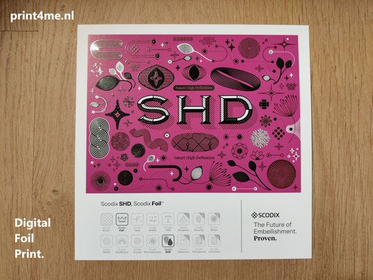 digital foil printed on cardboard