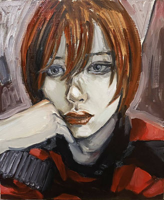 渡邊紗妃　F8号　『selfportrait』　oil on canvas