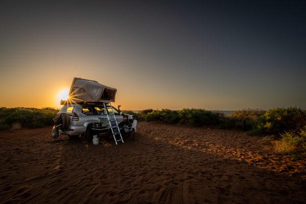 Gregories Campground, François Peron Nationalpark - unser Schlafplatz bei Sonnenuntergang