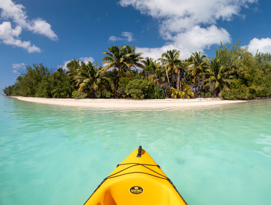 Kanufahrt in der Lagune von Aitutaki - Angarei Island
