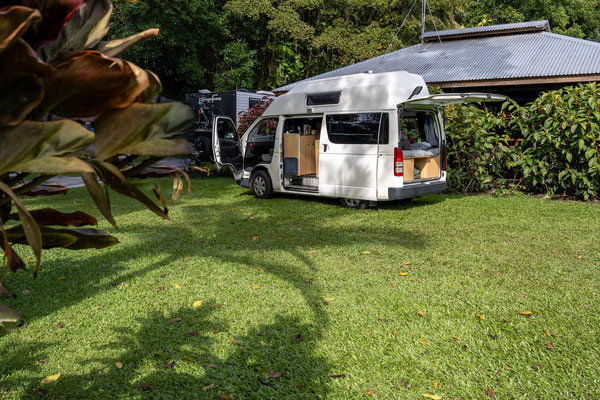 Fishery Falls Cairns Holiday Park - die erste Übernachtung im Van