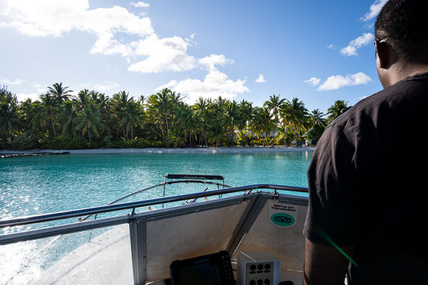 Aitutaki Lagoon - Ankunft auf der Insel Akaiami