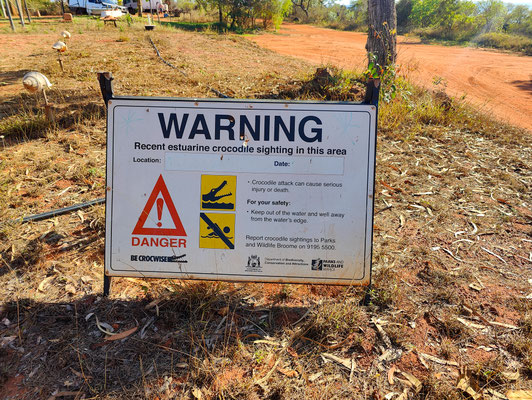 Pender Bay, Dampier Peninsula - der Campground 'Pender Bay Escape' - Krokodile?