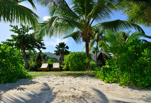 Aussicht vom Strand zum Beach-Chalet