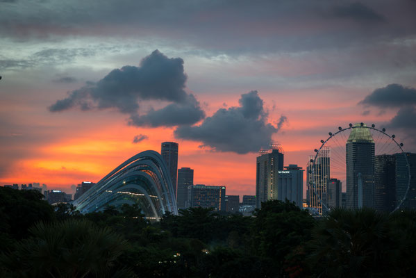 Marina Barrage - Aussicht zur City - Sonnenuntergang