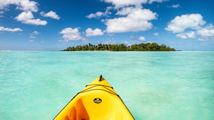Kanufahrt in der Lagune von Aitutaki - Angarei Island