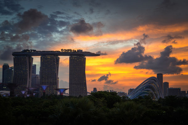 Marina Barrage - Aussicht zur City - Sonnenuntergang