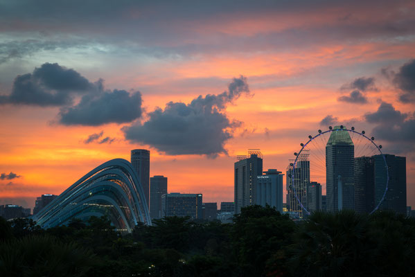 Marina Barrage - Aussicht zur City - Sonnenuntergang